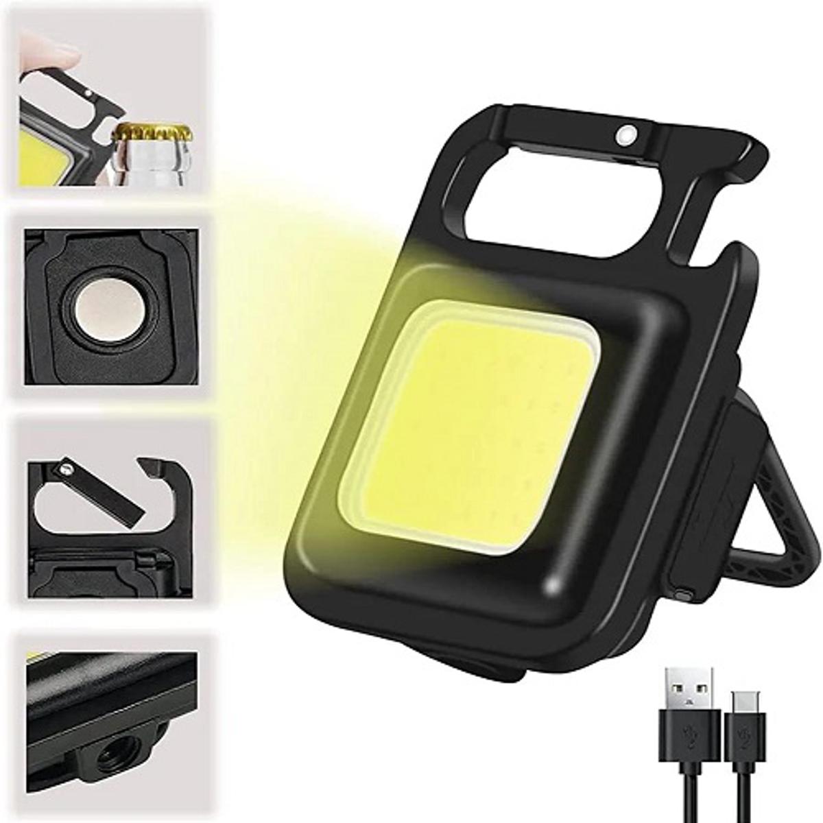 Mini LED Keychain Light Multifunction Portable USB Rechargeable Pocket Light with