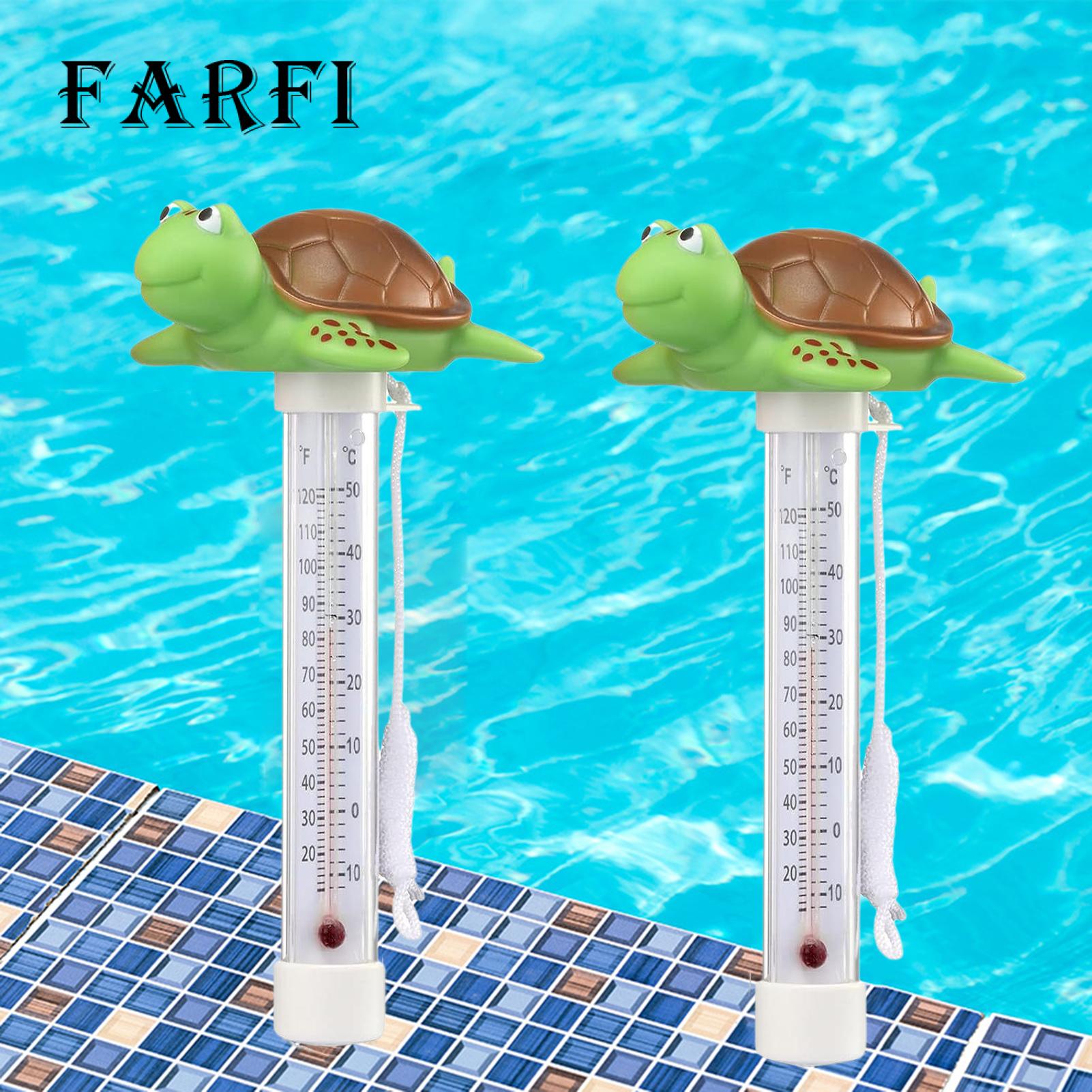 Durable Swimming Pool Thermometer Large Flamingo Turtle Pool Thermometer for Easy Water Temperature Monitoring in Pools Spas Hot Tubs Buyers' Favorite Swimming Pool Thermometer with Cord. 