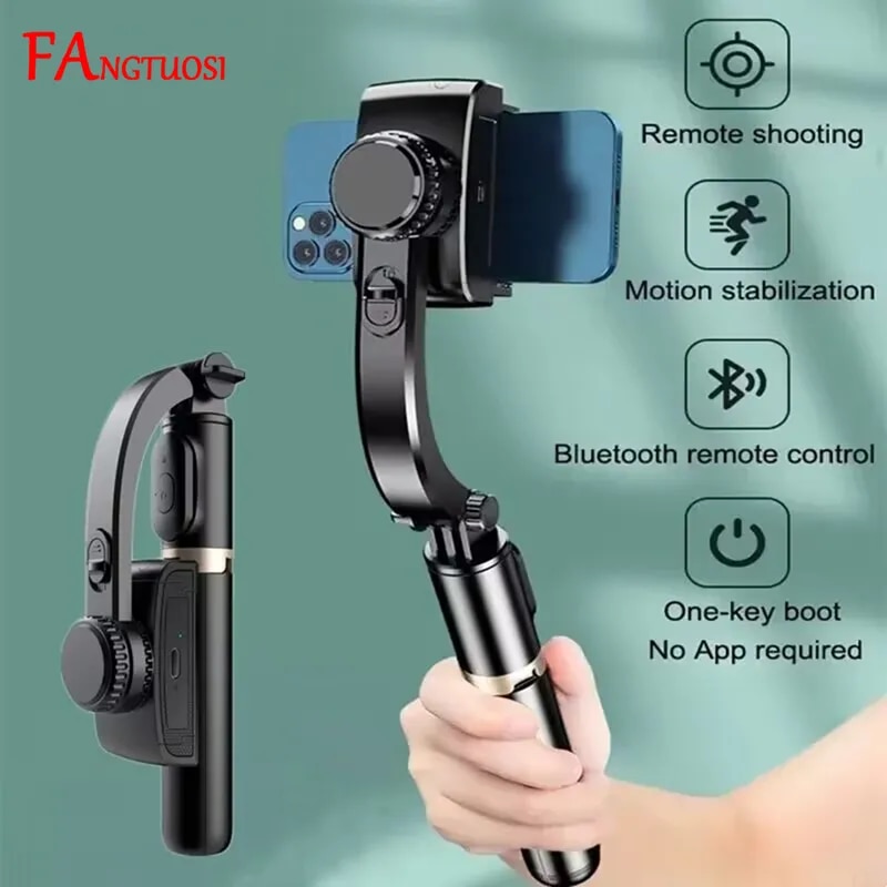 FANGTUOSI Mobile Video stabilizer Bluetooth selfie stick tripod Gimbal Stabilizer For Smartphone Live vertical bracket