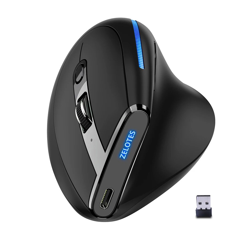 ZELOTES F-36 F-36A 8 Buttons Wireless Rechargeable Mice Gaming Mouse 2400 DPI Ergonomic Optical Vertical Mouse USB Mice for PUBG. 
