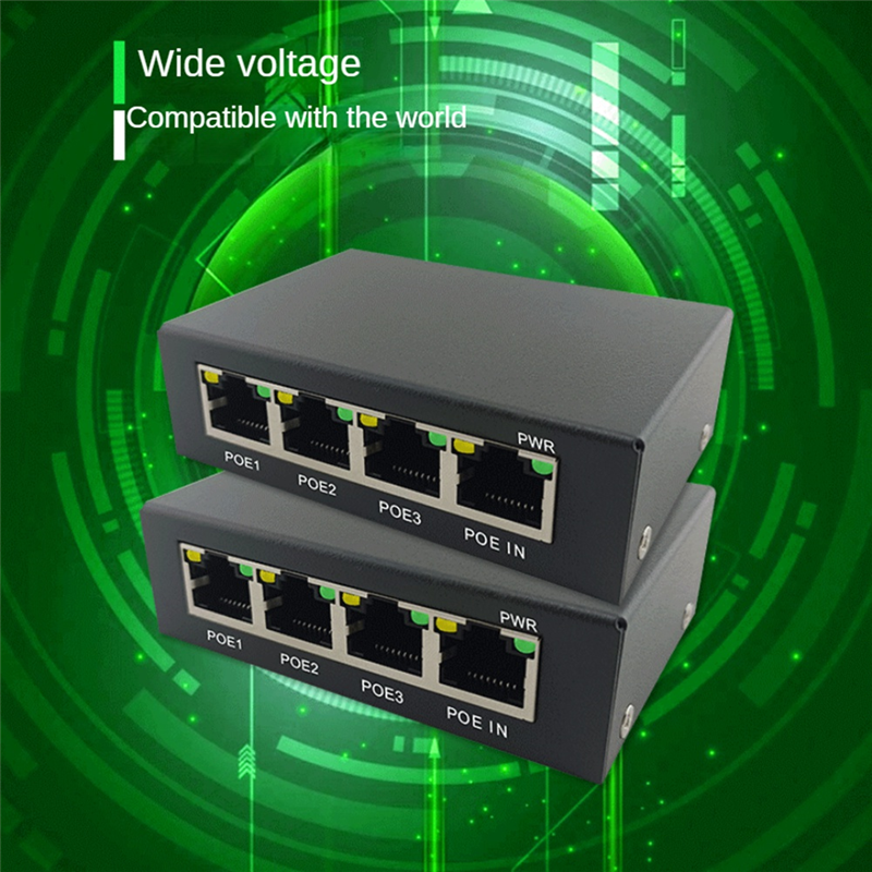 1 Piece 4 Port Gigabit POE Extender 100/1000M Network Switch Extender Black IEEE802.3Af/At Plug&Play for PoE Switch NVR IP Camera AP. 