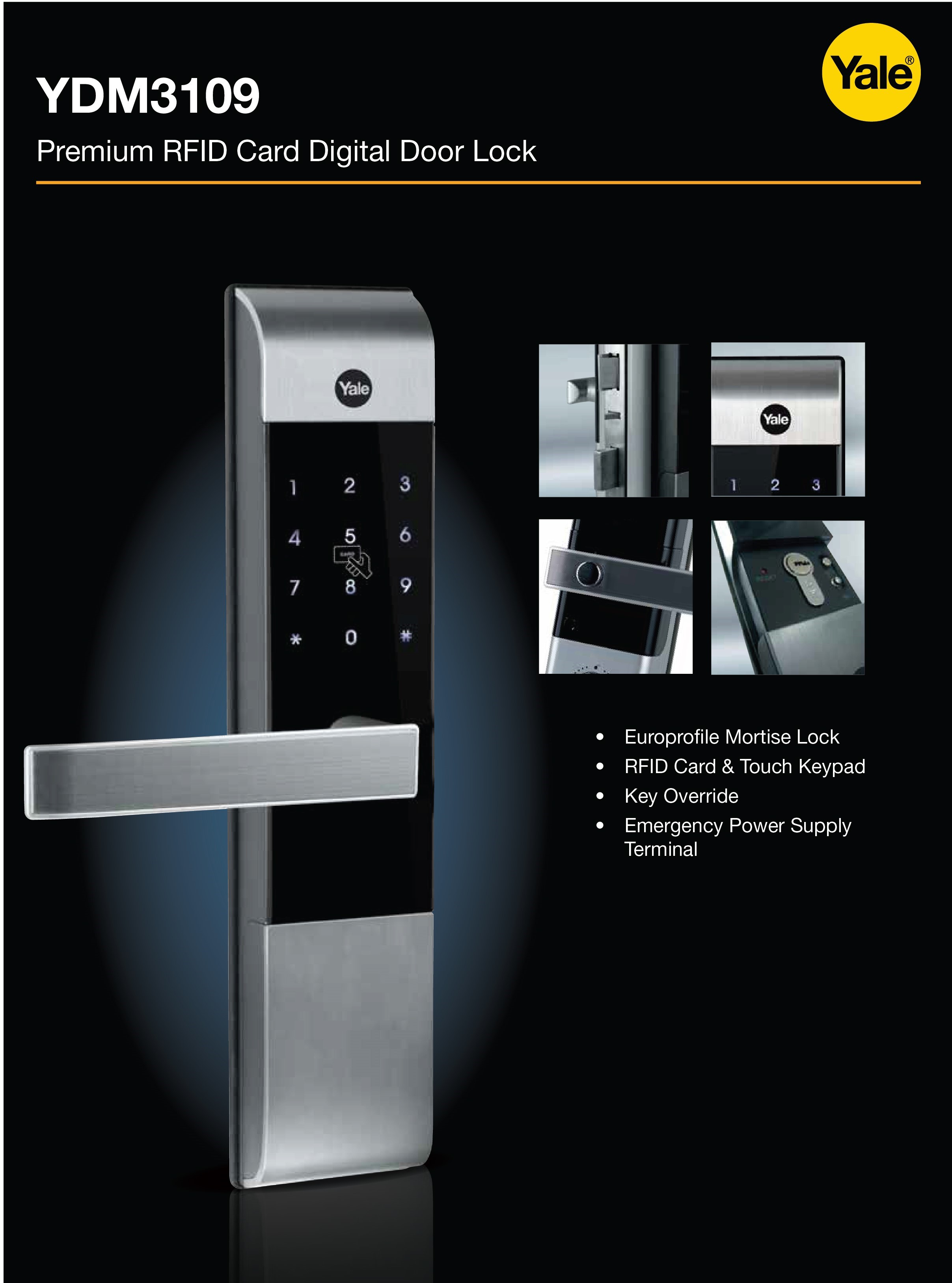 YALE Digital Door Lock YDM3109+ (4080mm) Smart Bluetooth App pin key Digital Door Lock. 
