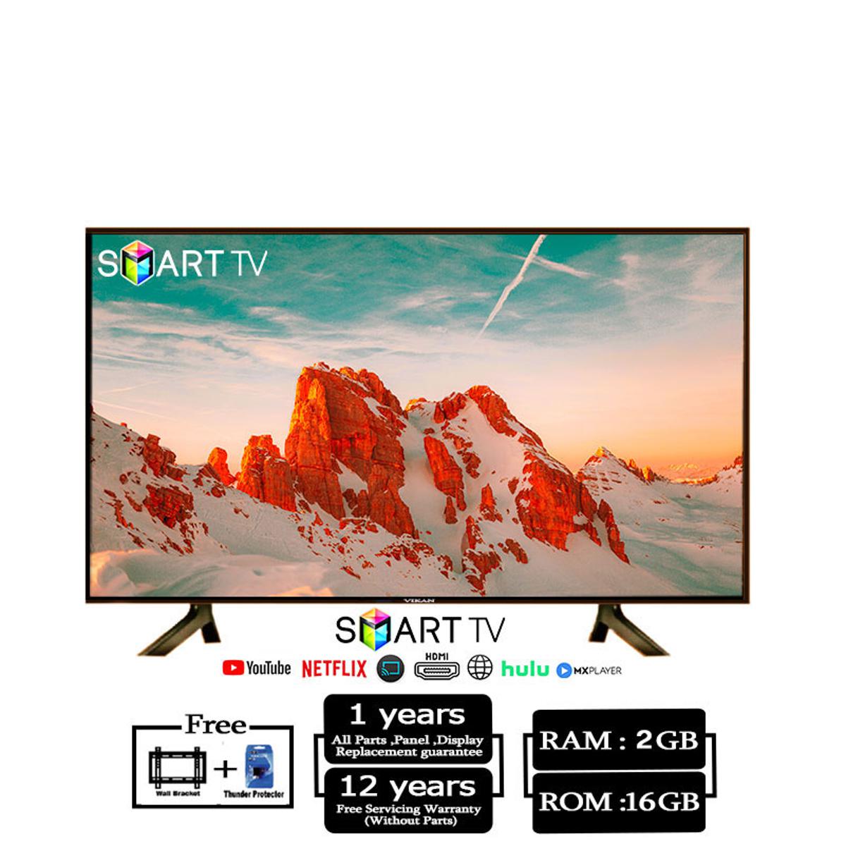 Vikan 43'' 4K TV Voice Control Android Wi-Fi 4K UHD Led Tv Ram 2 gb Rom 16 gb Black. 