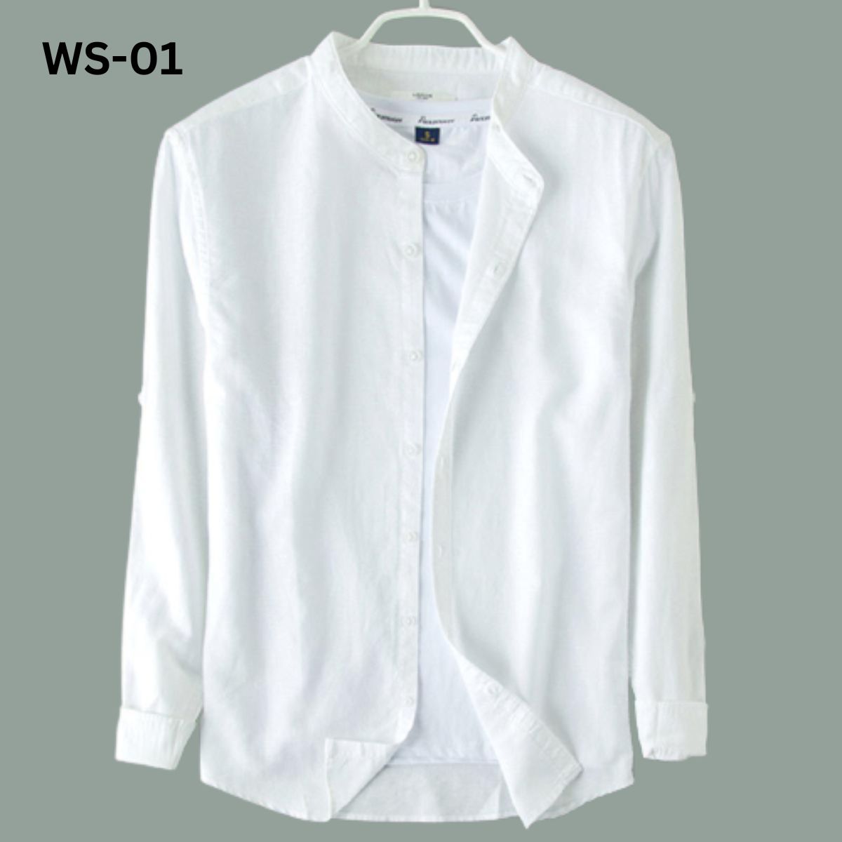 Winter Comfortable Ban Collar White Casual Shirt for men