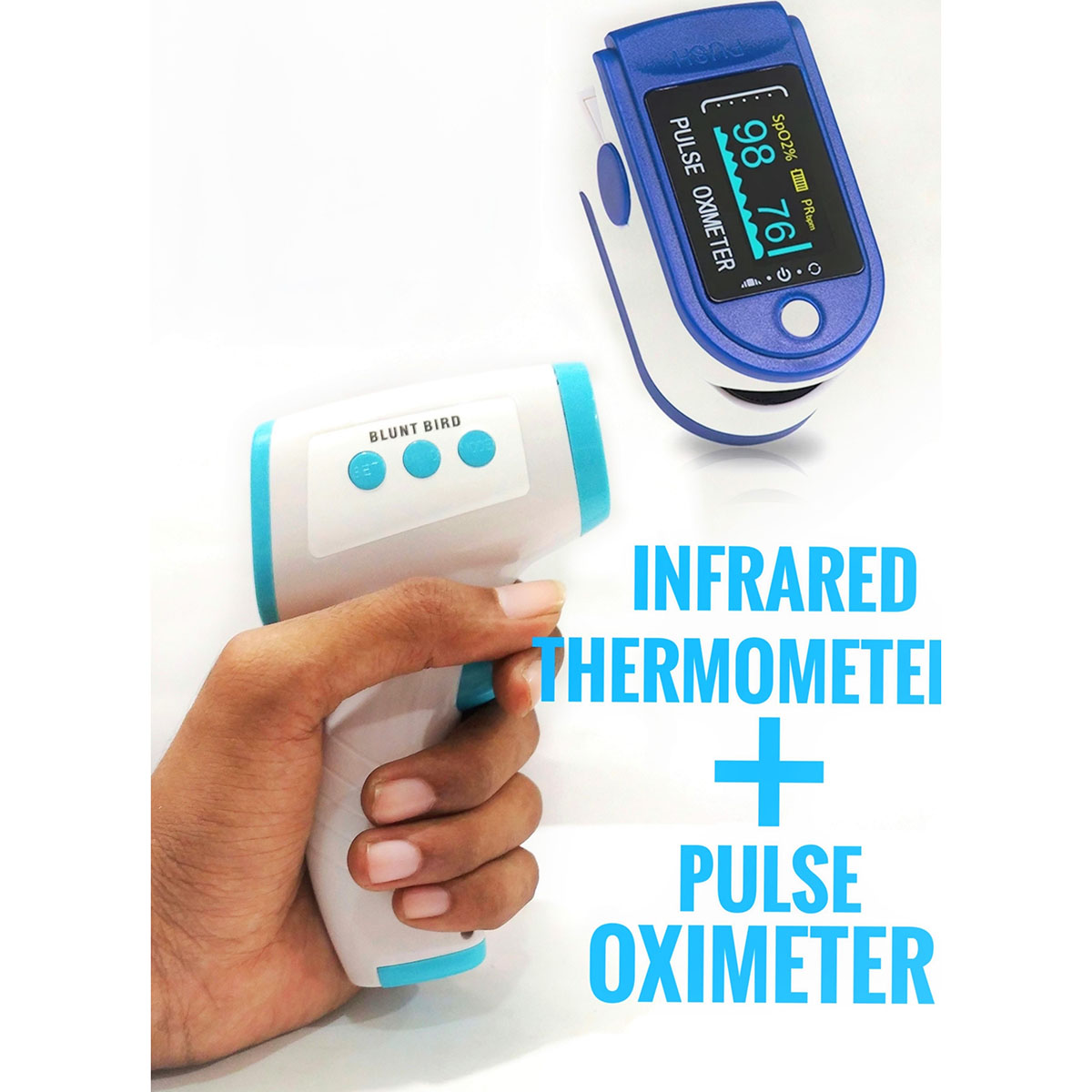 Combo OLED Fingertip Pulse Oximeter Infrared thermometer