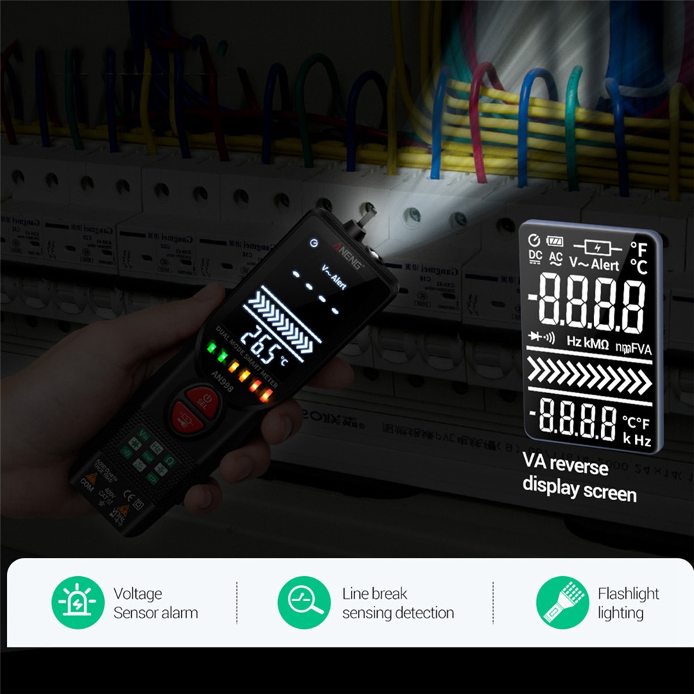 AN998 Automatic Digital 6000 Counts Professional Multimeter Eletric Auto Ranging AC/DC Voltmeter Temp Ohm Hz Detector Tool. 