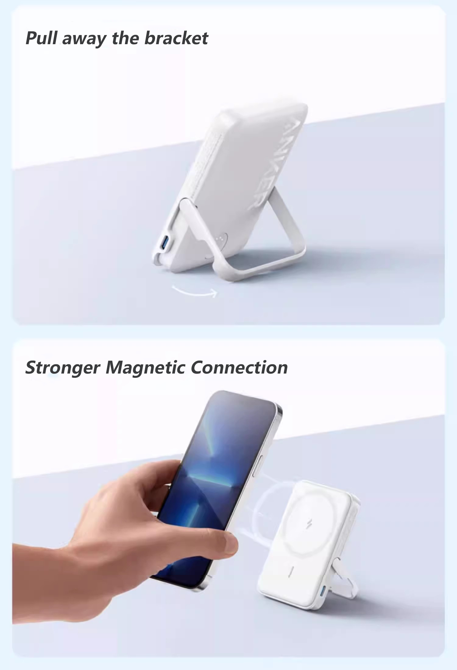 Anker 322 Magnetic Wireless Power Bank (MagGo), 5,000 mAh, with 12W USB C Output, with Mobile Stand, Compatible with iPhone15/15+/15 pro/15 pro max/ 14/13/12 & Android Series-Black. 