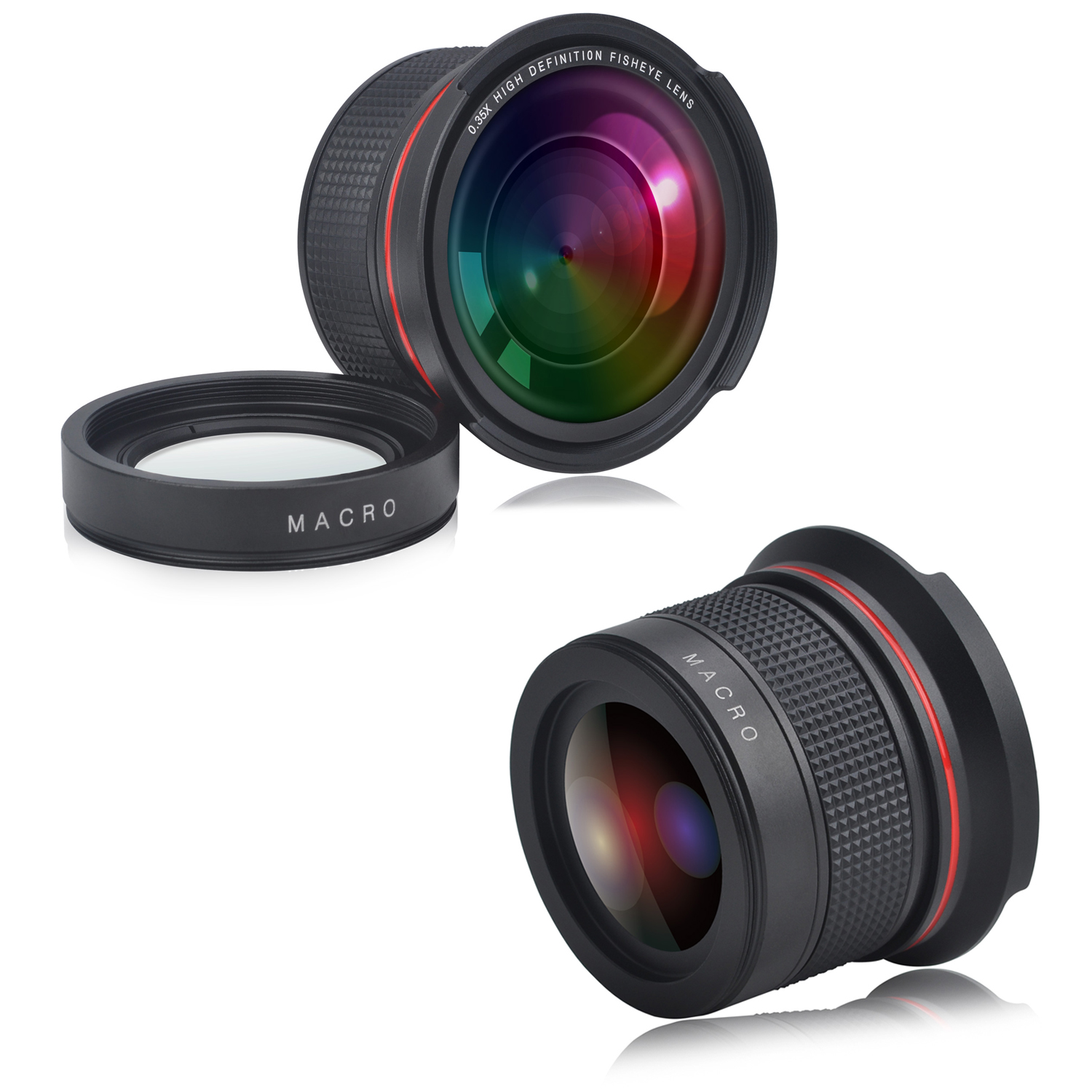 55MM 0.35x HD Fisheye Wide Angle Lens (w/Macro Portion) for Nikon D3400,D5600 and Sony Alpha A7 A7R A7S A6300 A6400 A6500. 