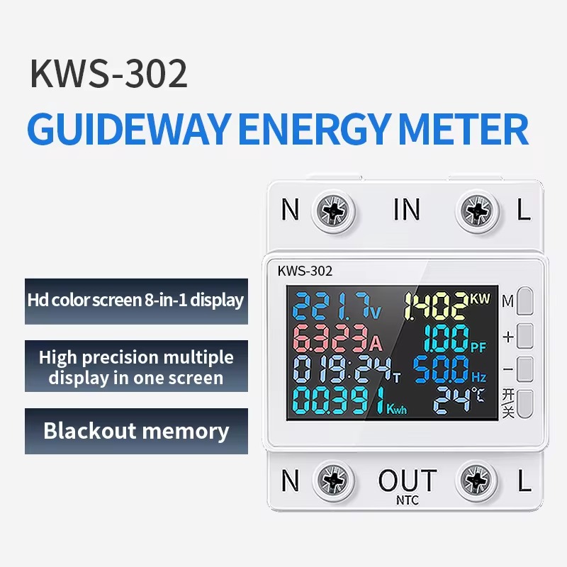 Tuya WiFi 8in1 Power Meter 2P AC Energy Meter APP Control 170-270V/63A Voltage and Current Meter Electricity Meter Smart Life. 