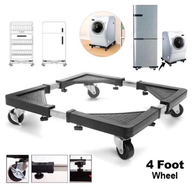 Heavy Duty Adjustable Front & Top Loading Washing Machine/Refrigerator/Fridge Stand Multifunction Movable Washing Machine Base Fridge Stand Holder Refrigerator (for - 5_to_10 kg All Washing Machine use)Trolley. 