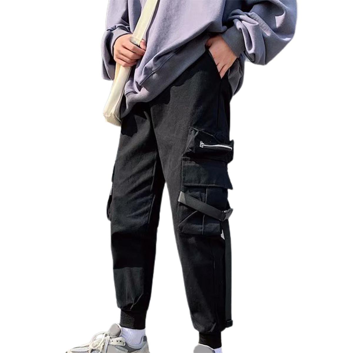 Autumn Cargo Pants Solid Color Hip-hop Style Autumn Cargo Pants