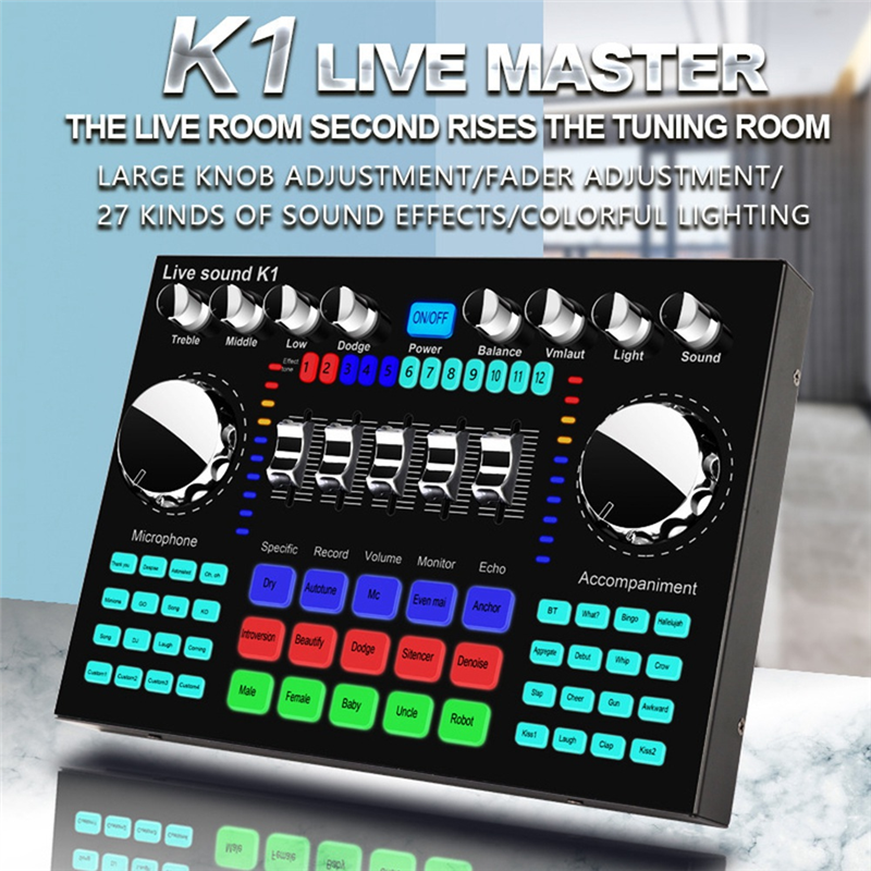 K1 Live Sound Card Portable Bluetooth Sound Card. 