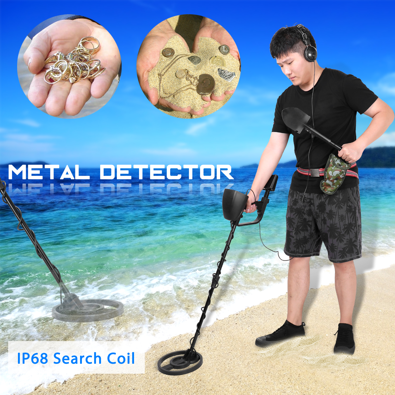 KOGEEK MD830 Portable Easy Installation Underground Me-tal Detector High Sensitivity Treasure G-old Me-tal Detecting Tool Finder with 3 Adjustable Modes Larger Back-lit LCD Display 3 Audio Tone and DISC Mode for Adults and Kids. 