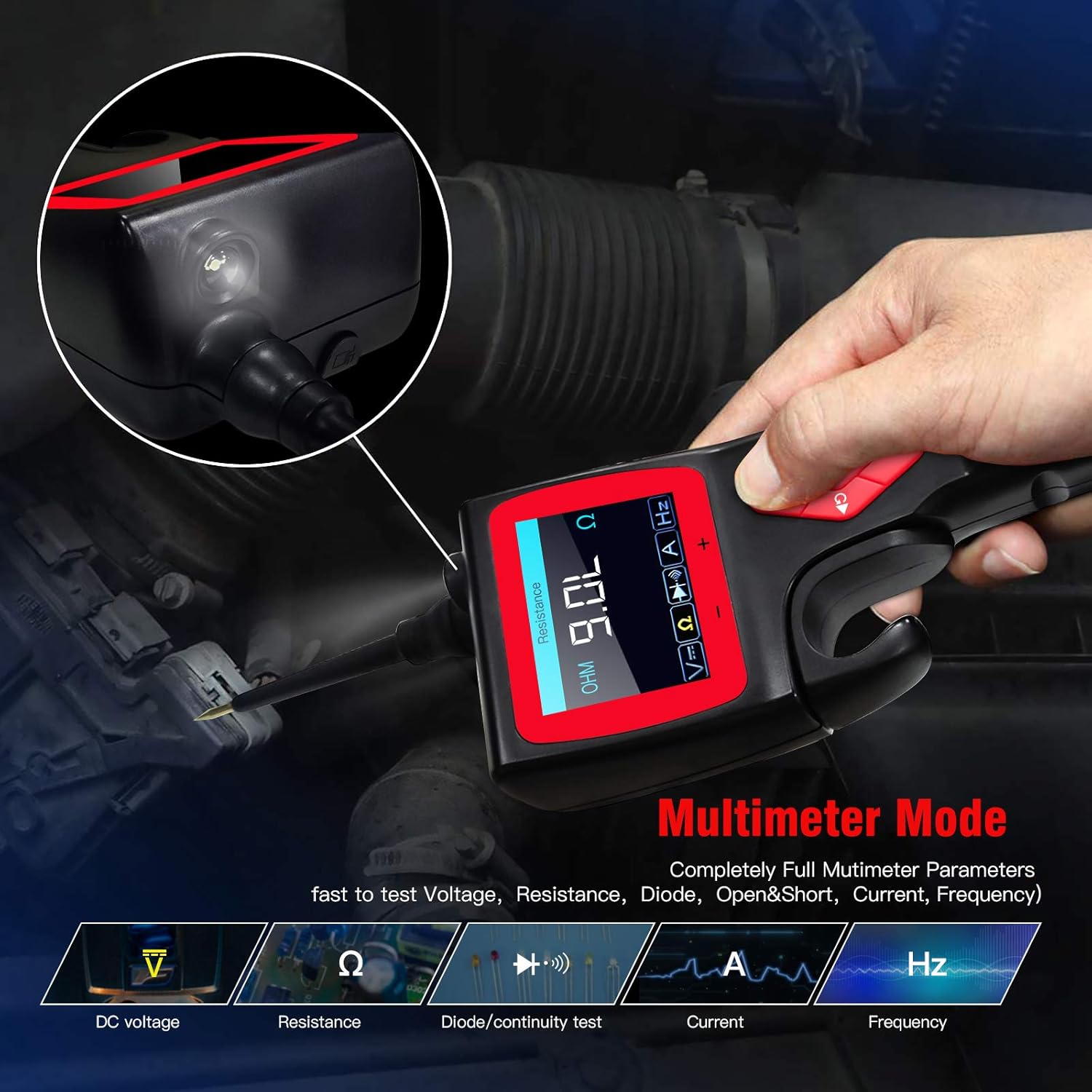 TopDiag P200 Automotive Circuit Tester, (2024 Newest) 9v-30V Power Circuit Probe Kit with 0~5V Power Supply Fuel Injector Relay Mode, Car Electrical System Test Tool AC/DC Digital Voltage Short Finder. 