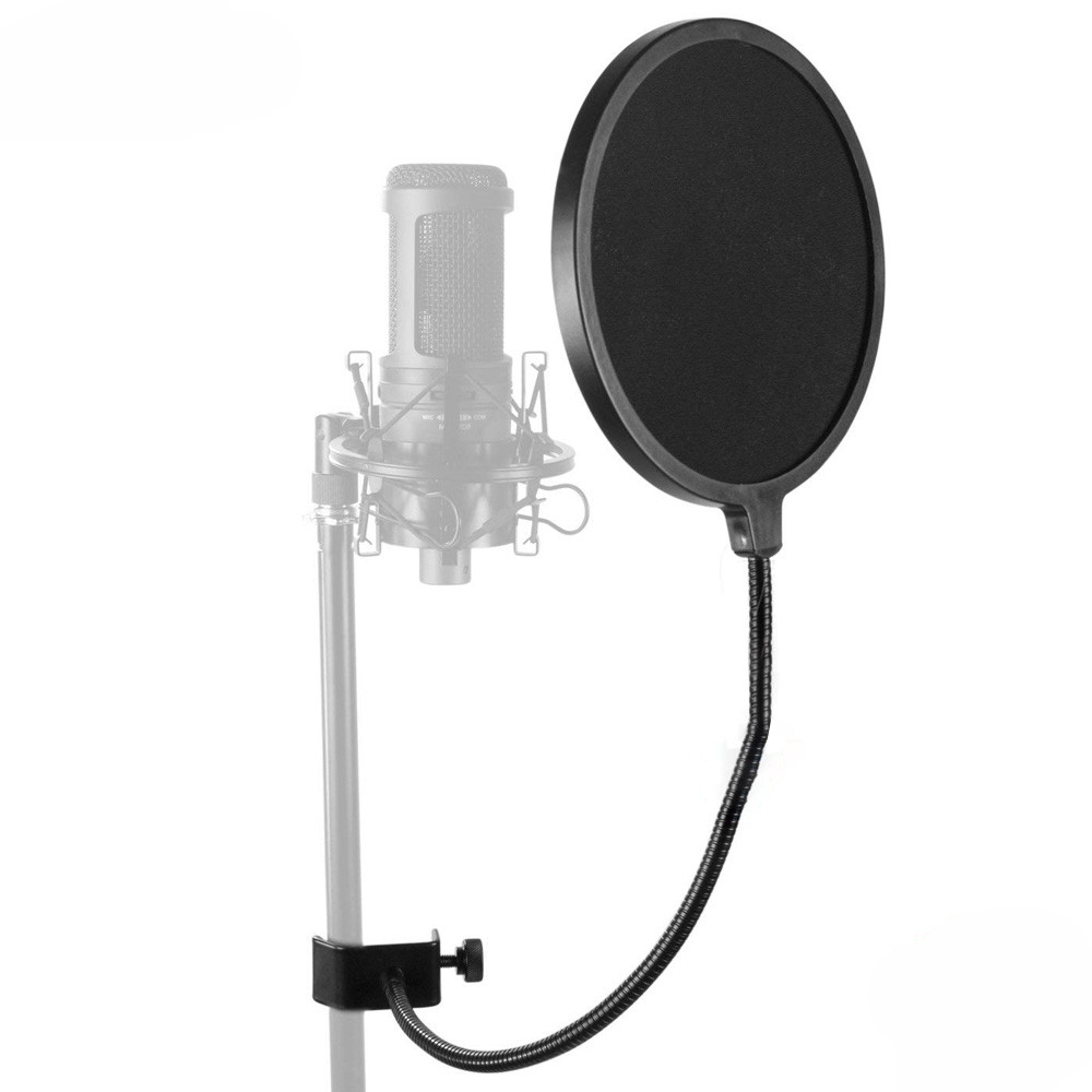 Neewer Professional Microphone Pop Filter Mask Shield Compatible with  Dual Layered Wind Pop Screen With A Flexible 360 Degree Gooseneck Clip Stabilizing Arm. 