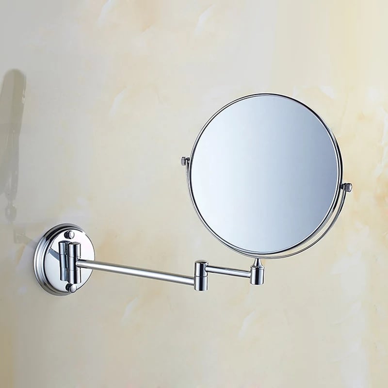 Hotel 8inch Diameter Bathroom Shaving Makeup Mirror Wall Mount Two Sides Chrome Extendable Swivel Mirror with 3X Magnifying. 