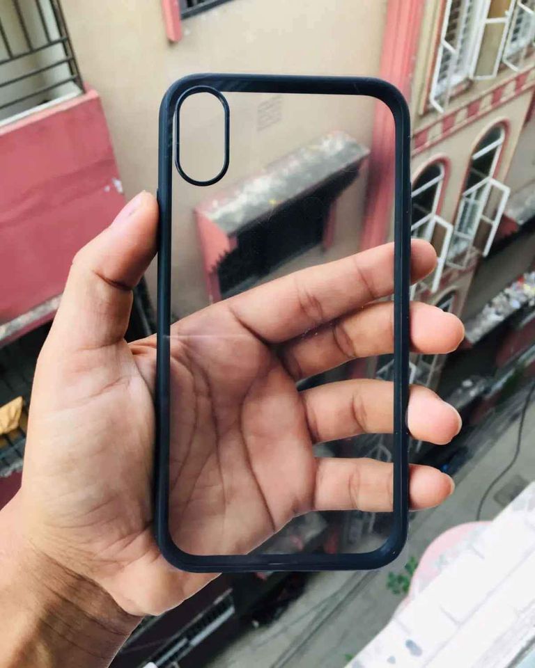 For iPhone Xs Max Transparent Q Series PC TPU Hybrid Bumper Slim Back Case. 