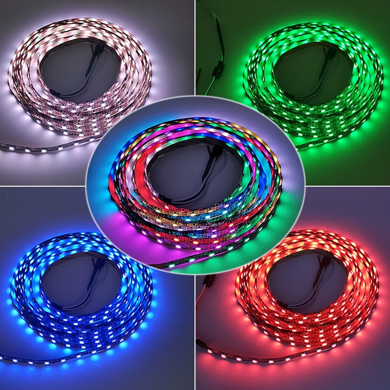 USB Controller + DC5V WS2812B WS2812 Led Strip,Individually Addressable Smart RGB Led Strip,Black/White PCB 1m 2m 3m 4m 5m-Black PCB-1m 30 IP30--. 