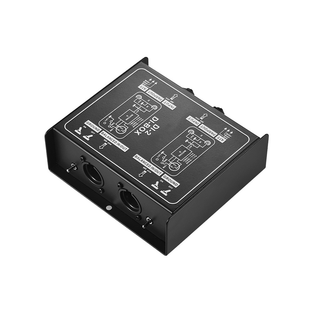 1 Pack DI-2 Audio Isolator Passive Audio DI Box Black Metal Audio Noise Canceller Guitar Isolator Resistor Anti-Noise Audio Converter