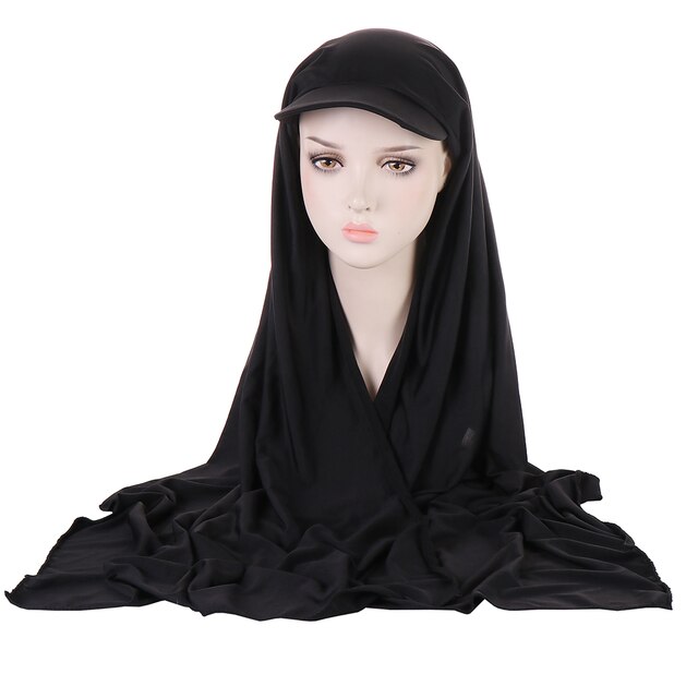 New Baseball Caps for Women with Muslim Hijab Causal Scarf Hajib and Cap in One Fashion Hijab Hair Cover Turban Scarf for Moslem