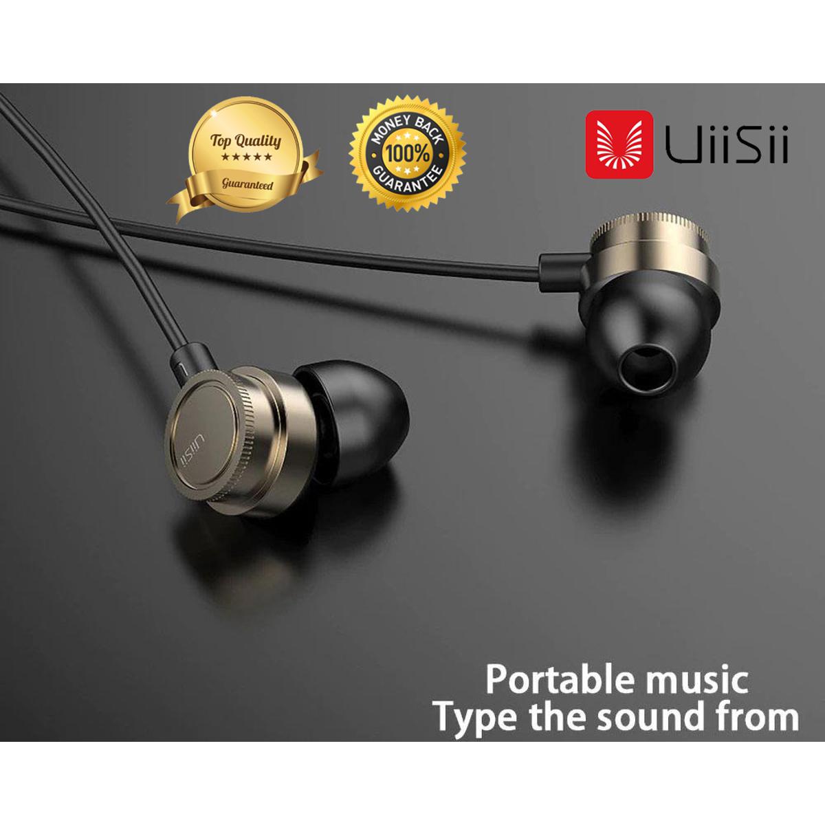 মাইক্রোফোনসহ 3.5mm uiisii hm13 ইন-ইয়ার ডায়নামিক হেভি বেইস মেটাল ইয়ারফোন - 299016669. 