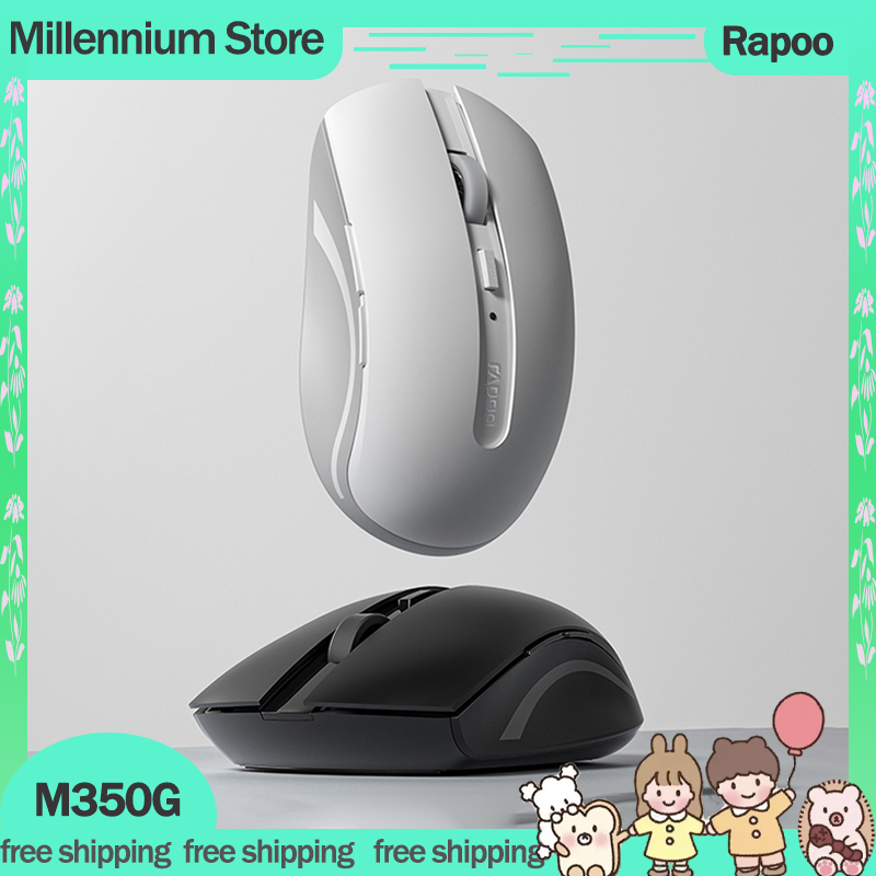 Rapoo M350G Mute Mouse Wireless Bluetooth Mouses 2 Mode Long Endurance PAW3220 65g Lightweight Battery Office Gameing Mouses