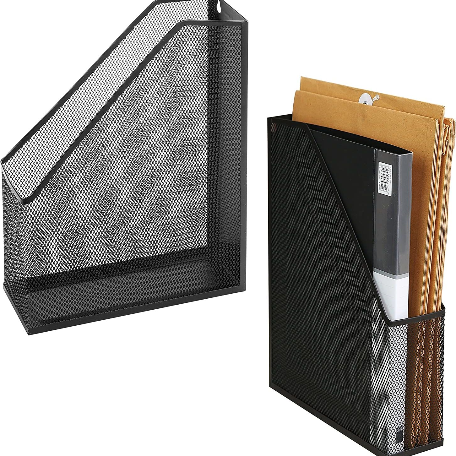 Metal Wire Mesh Wall Mount Magazine File Holder Book Document Rack Organizer
