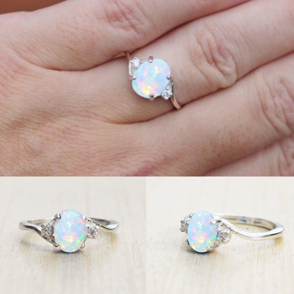 Exquisite Opal Alloy Ring Women Bride Wedding Engagement Jewelry