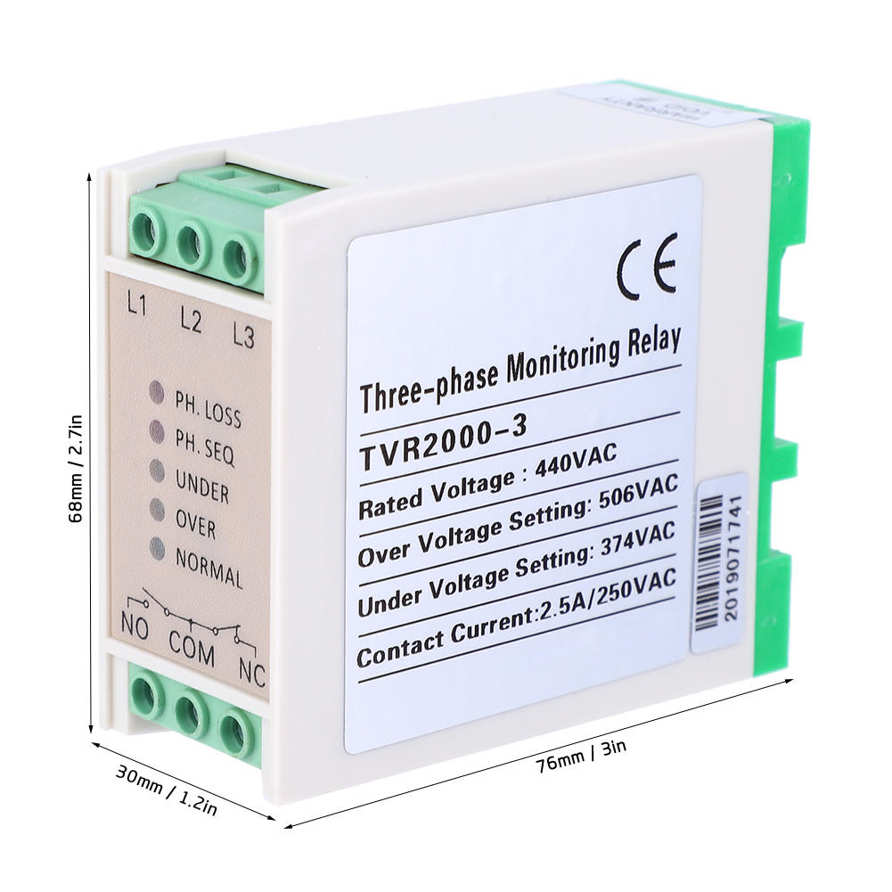 440VAC Over Under Voltage Failure Phase Sequence Protector 3Phase Power Supply. 