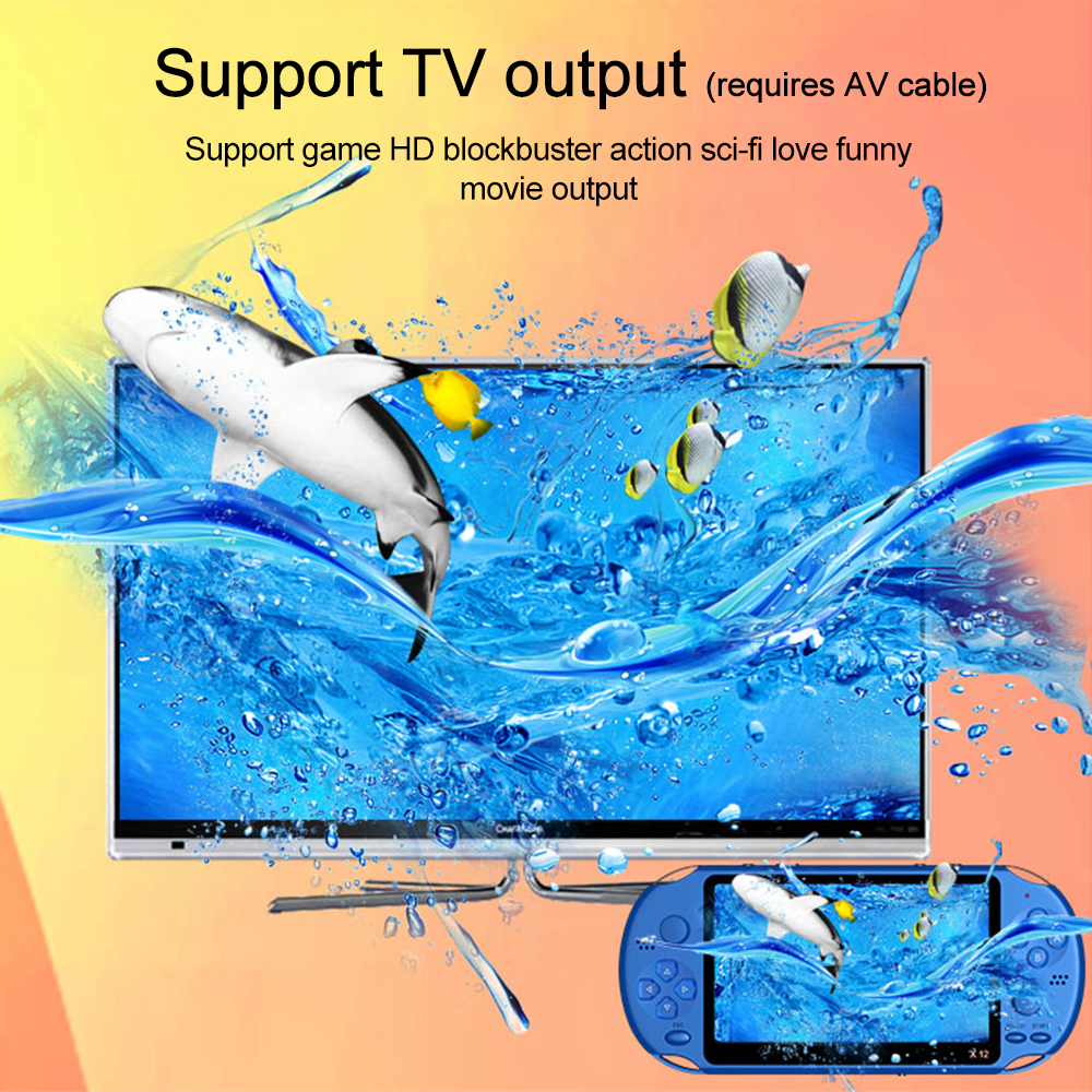 Ecocc【COD】X12 5.1 Inch Handheld Video Game Console 8GB FC GBA NES Built-in 10000 Game Console. 