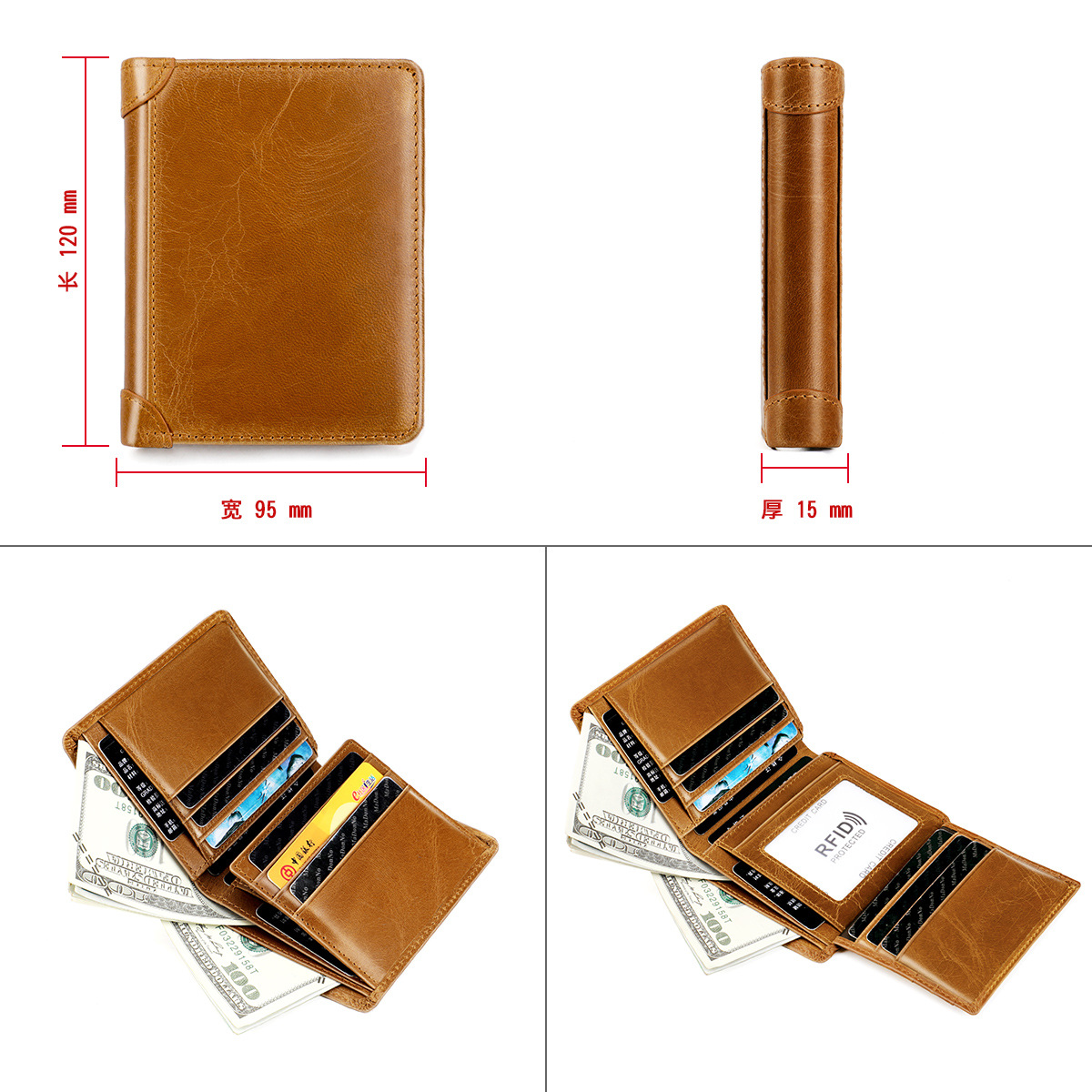 arket bragging leather factory direct sales FI top layer coide men's wallet anti-theft brush wallet. 