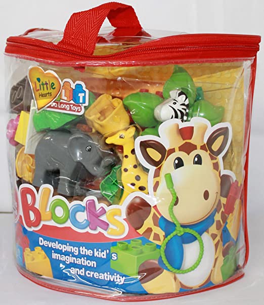 JDLT Building Blocks Zoo, Multi Color (43 Pieces). 