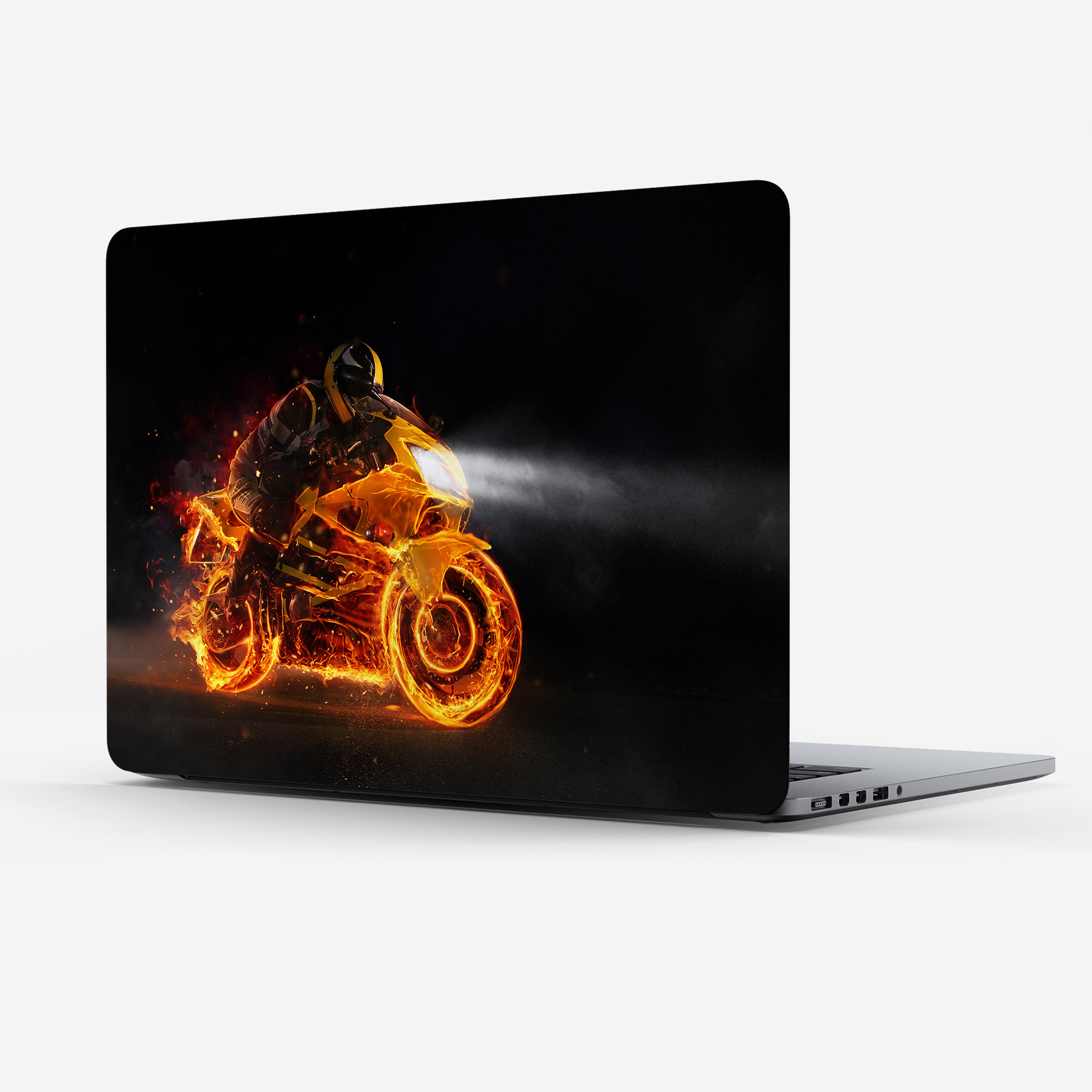 LPTP-488 Super-Sport Fire Motorbiker In Darkness premium quality laptop sticker. 