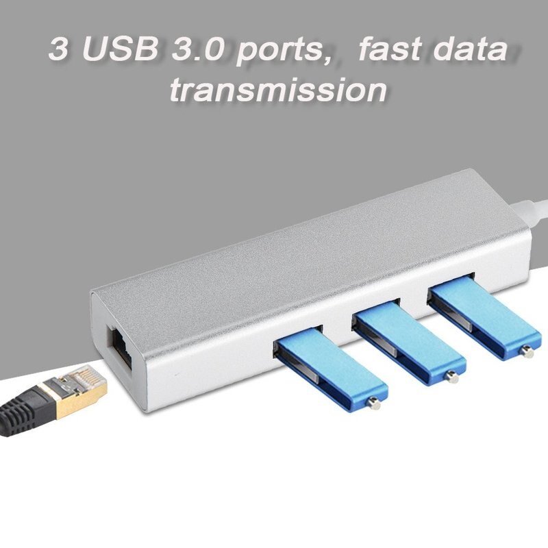 【VisioN Shop】Bkscy 3.0 Hub USB Ethernet Adapter Ports USB to 1000Mbps Lan Network Card for Macbook pro Mac Desktop USB Ethernet. 