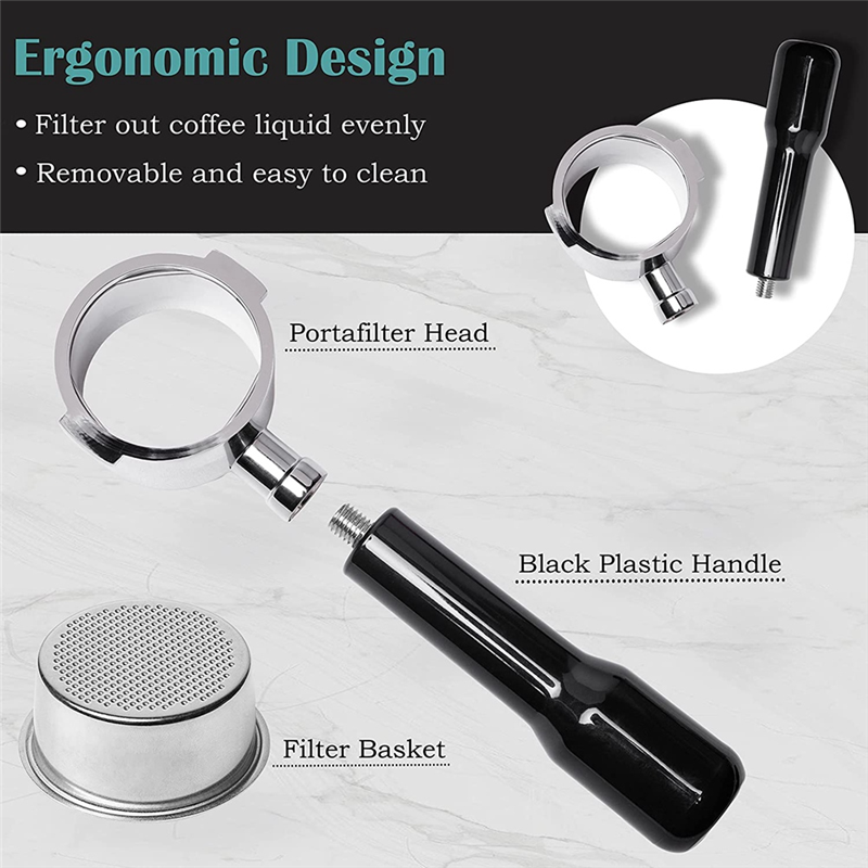 51mm Bottomless Portafilter 2 Ears for Delonghi ECP3420/EC155/BCO430/EC260, Espresso Portafilter Accessories. 