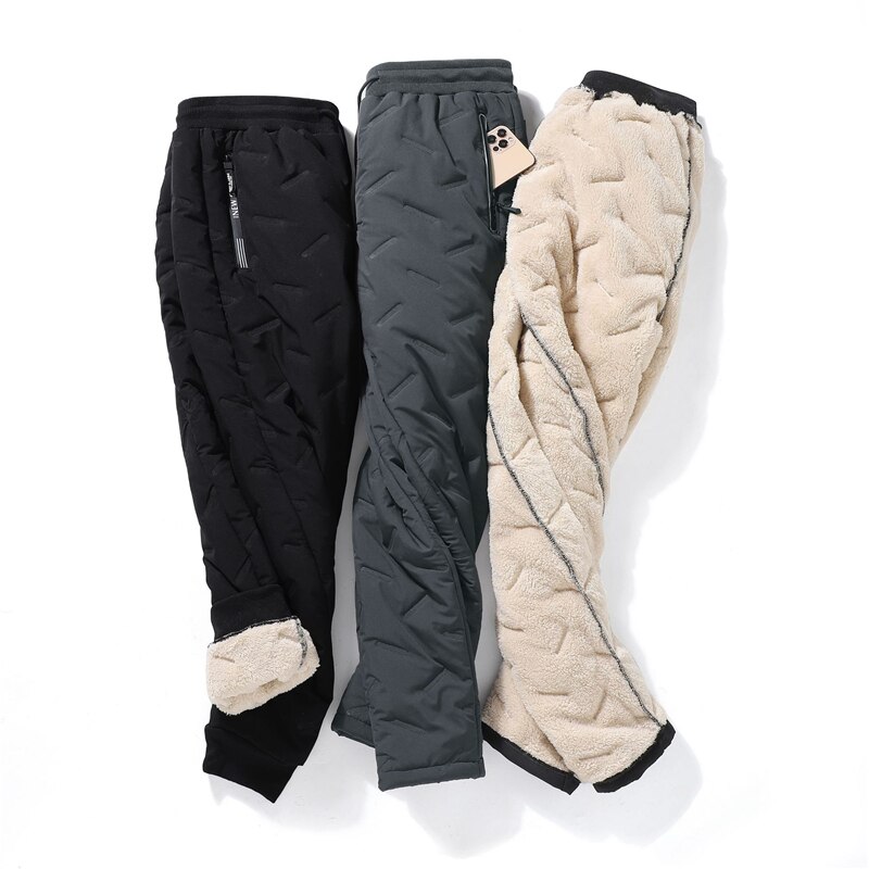 Winter Pants Men Fleece Lined Thicken Warm Faux Wool Pants Men Down Pants  Casual Outdoor Trousers Hiking Bottoms Oversize 7XL