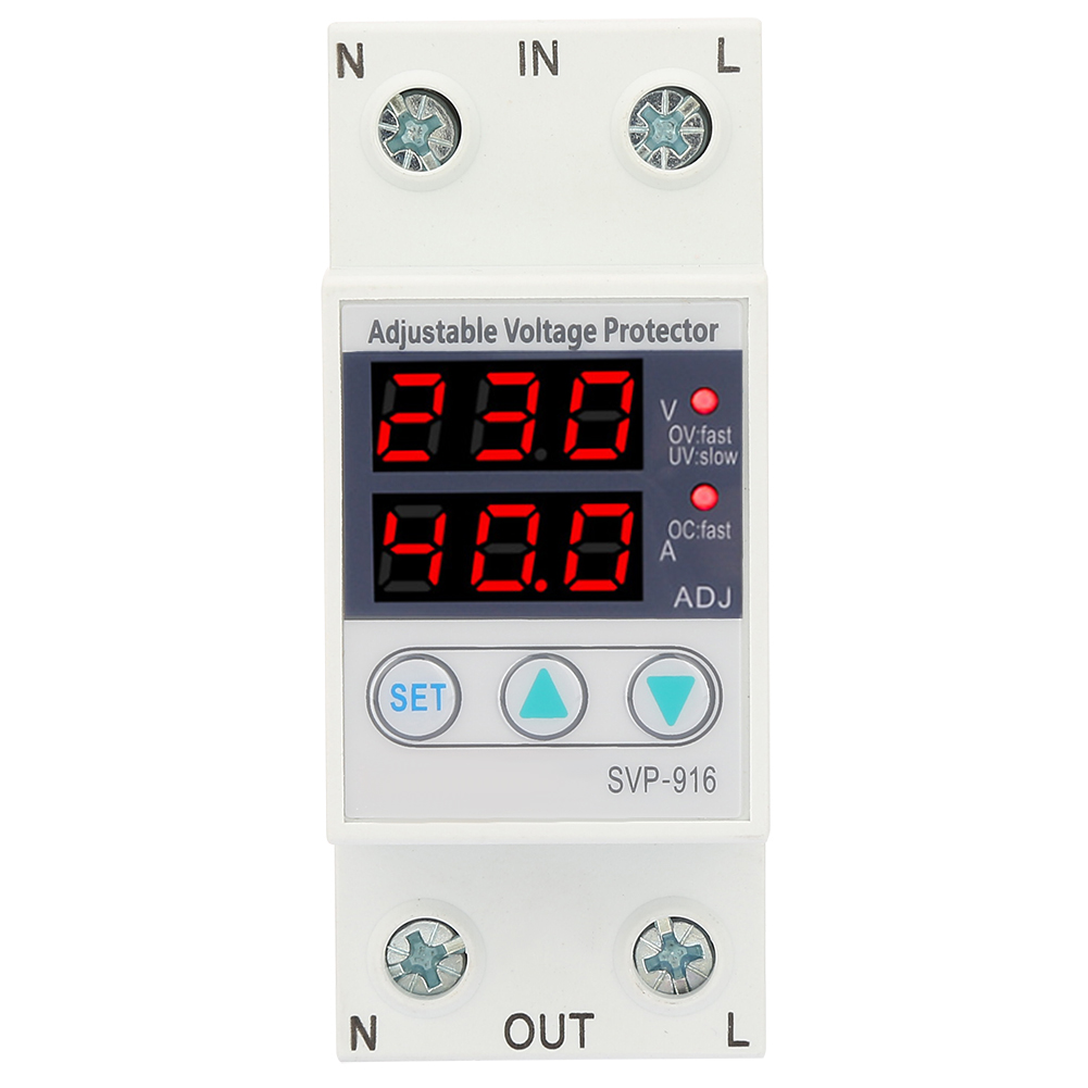 Current Intelligent Single Phase Adjustable Over-Voltage Under-Voltage Protector 230VAC. 