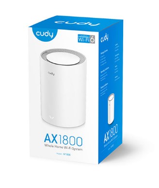 Cudy M1800 (Single pack) AX1800 Wi-Fi 6 Whole Home Mesh WiFi System - 1201Mbps on 5GHz and 574Mbps on 2.4GHz - MU-MIMO, Beamforming, WPA3 - Whole Home Coverage - White. 