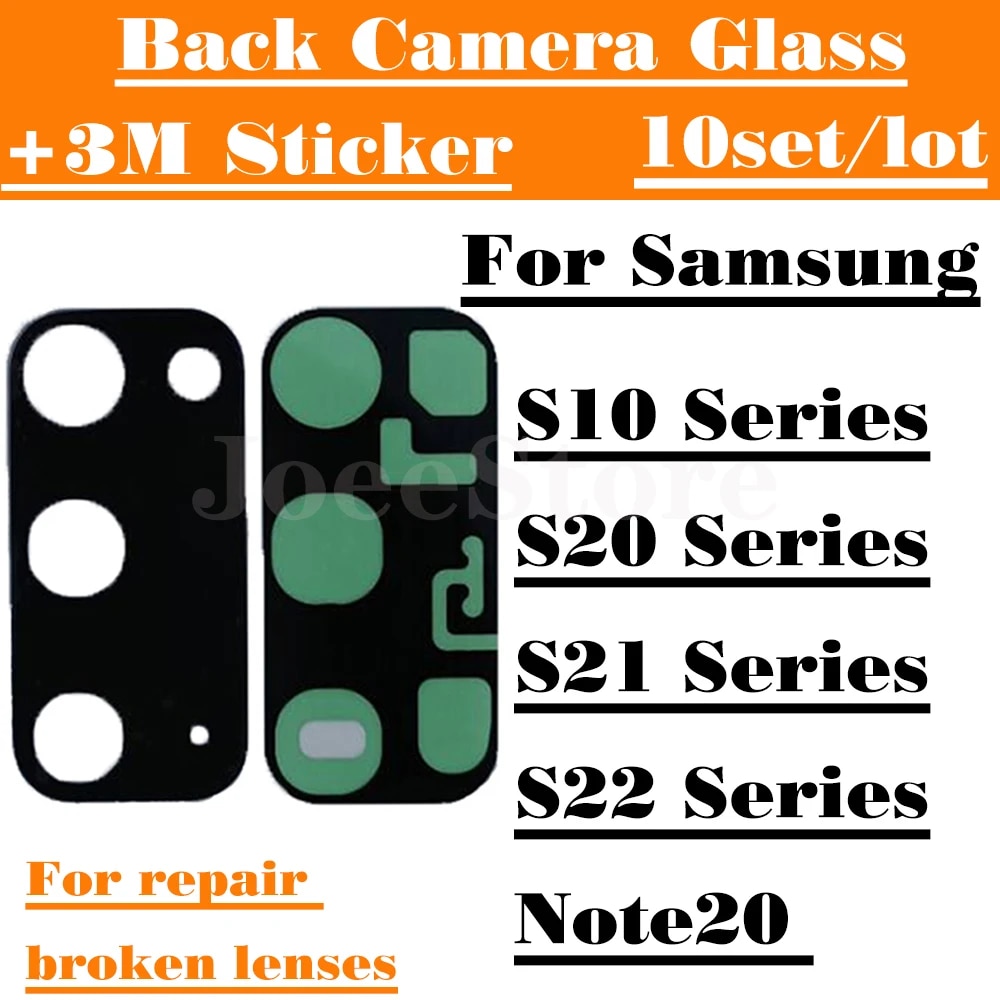 10Pcs Back Rear Camera Glass Lens For Samsung S22 S21 S20 S10 Plus Ultra Lite FE 5G Galaxy S20FE S21Plus Note20 with 3M Glue