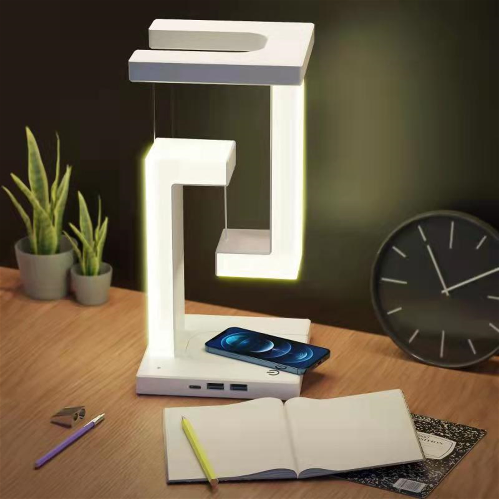 GC 4w Suspension Anti-gravity Desk Lamp 350lm 3800-3900k Adjustable Led Table Lamp With Wireless Charger. 