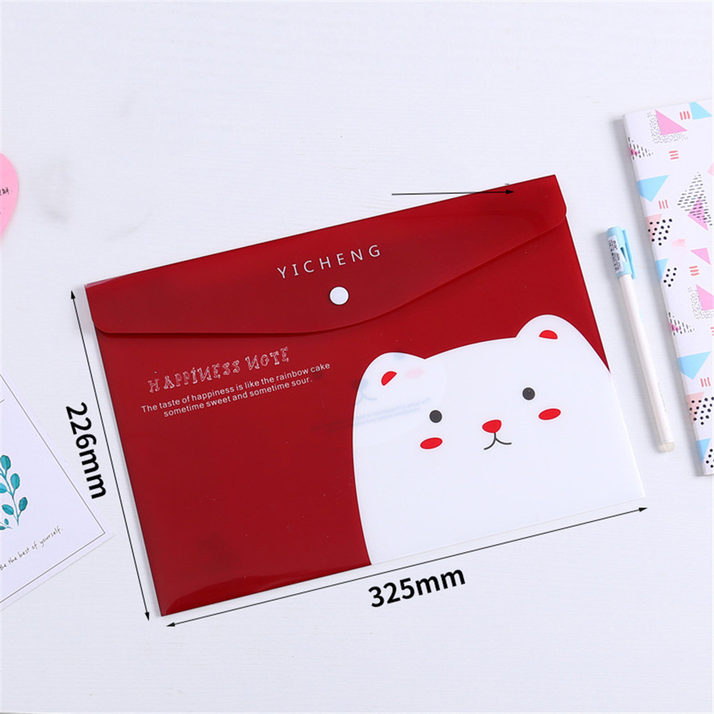 Upscaled Quality - PVC Folder Pen Box Cute Cartoon File Bag Office Information Bag Pen Box Snap Button PVC Folder - Innovative Design. 