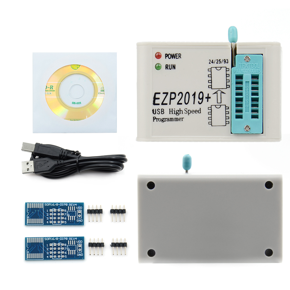 【YIYANGMAOYI111】EZP2019 USB SPI Programmer with Adapter Support Win7 Win8 24 25 93 EEPROM Flash Bios Minipro Calculator Small. 