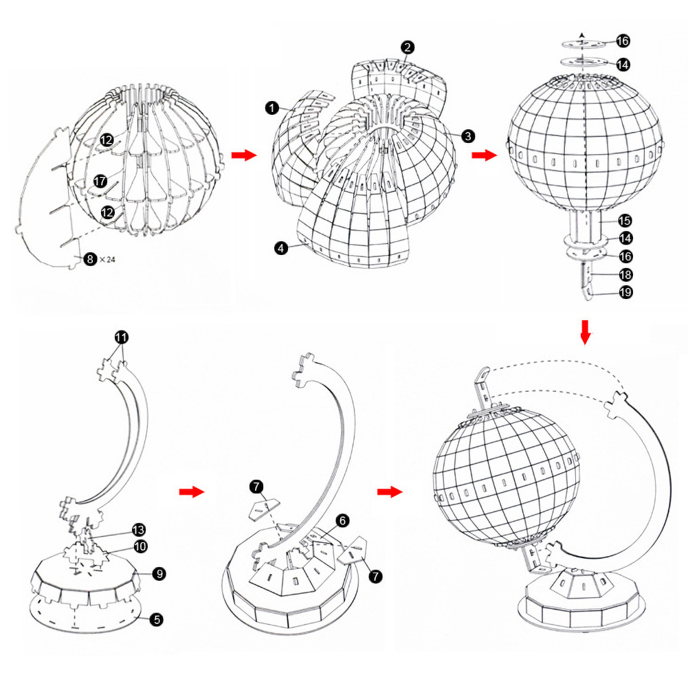 Kids DIY Assembly Color Paint Graffiti Paper 3D Globe Model Puzzle Toy Home Decor. 