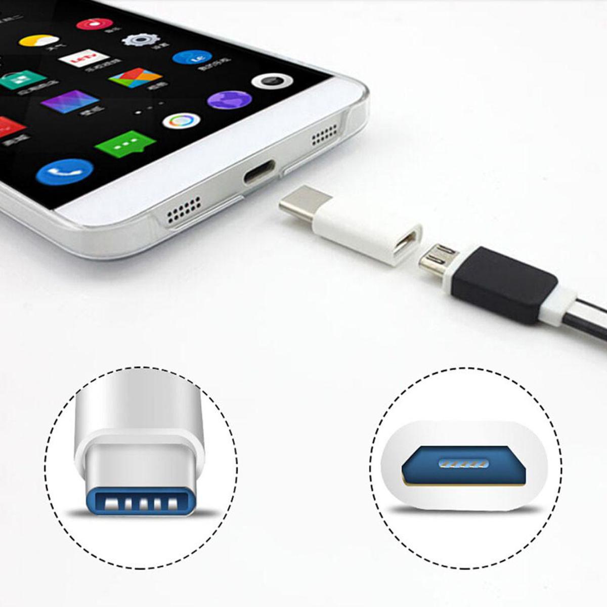 Micro USB to USB Type C Converter Adapter - Silver