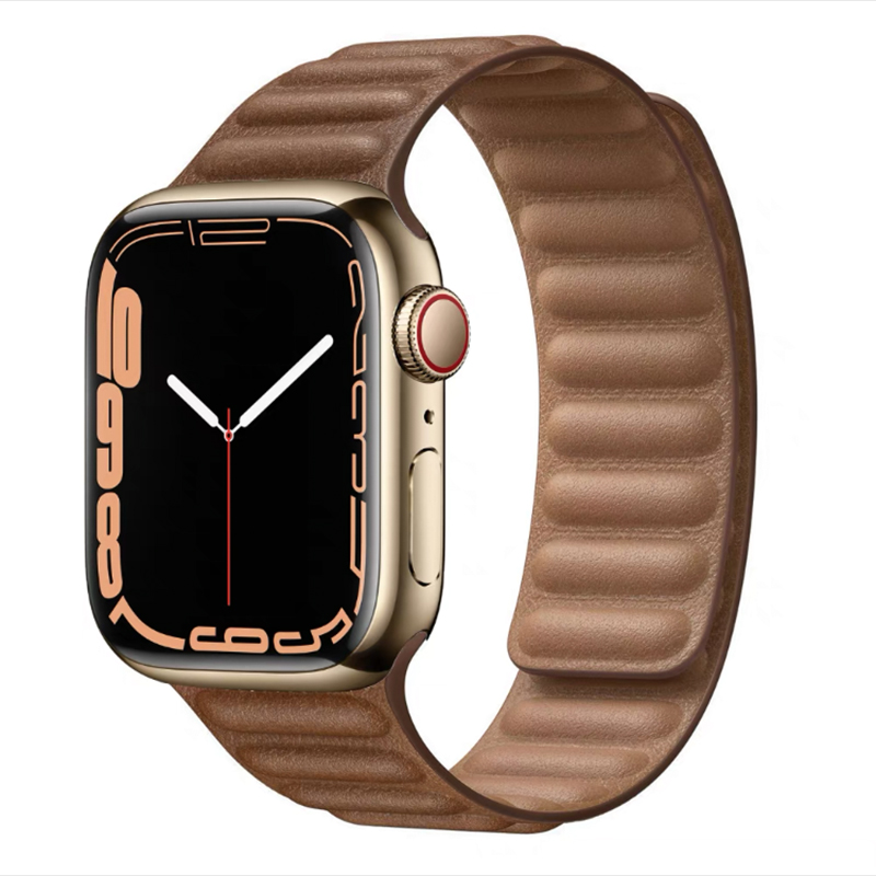 Magnetic Link Leather Strap For Apple Watch Band Ultra 49mm 45mm 40mm 41mm 42mm 44mm Sport Loop Bracelet IWatch 9 8 7 6 5 SE 4 3. 