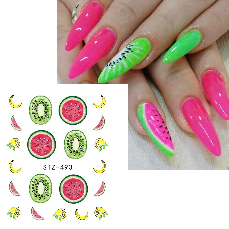 【VisioN Shop】Strawberry Watermelon Nail Sticker Decal Delicious Fruit Slider For Nail Tip Transfer Nail Decor GLSTZ461-500. 