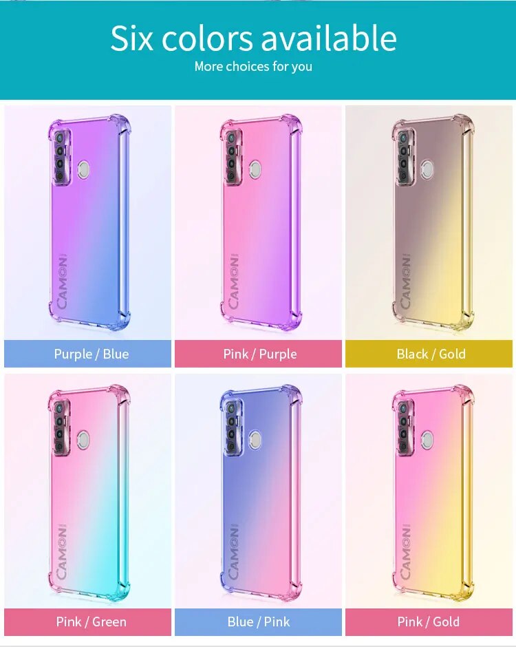 Phone Case for Tecno Pouvoir 4 Pro Tecno Pop 6 Go LC8 LC7 CD7,Hybrid Cute Gradient Soft TPU Bumper Flexible Drop Protectio Cover. 