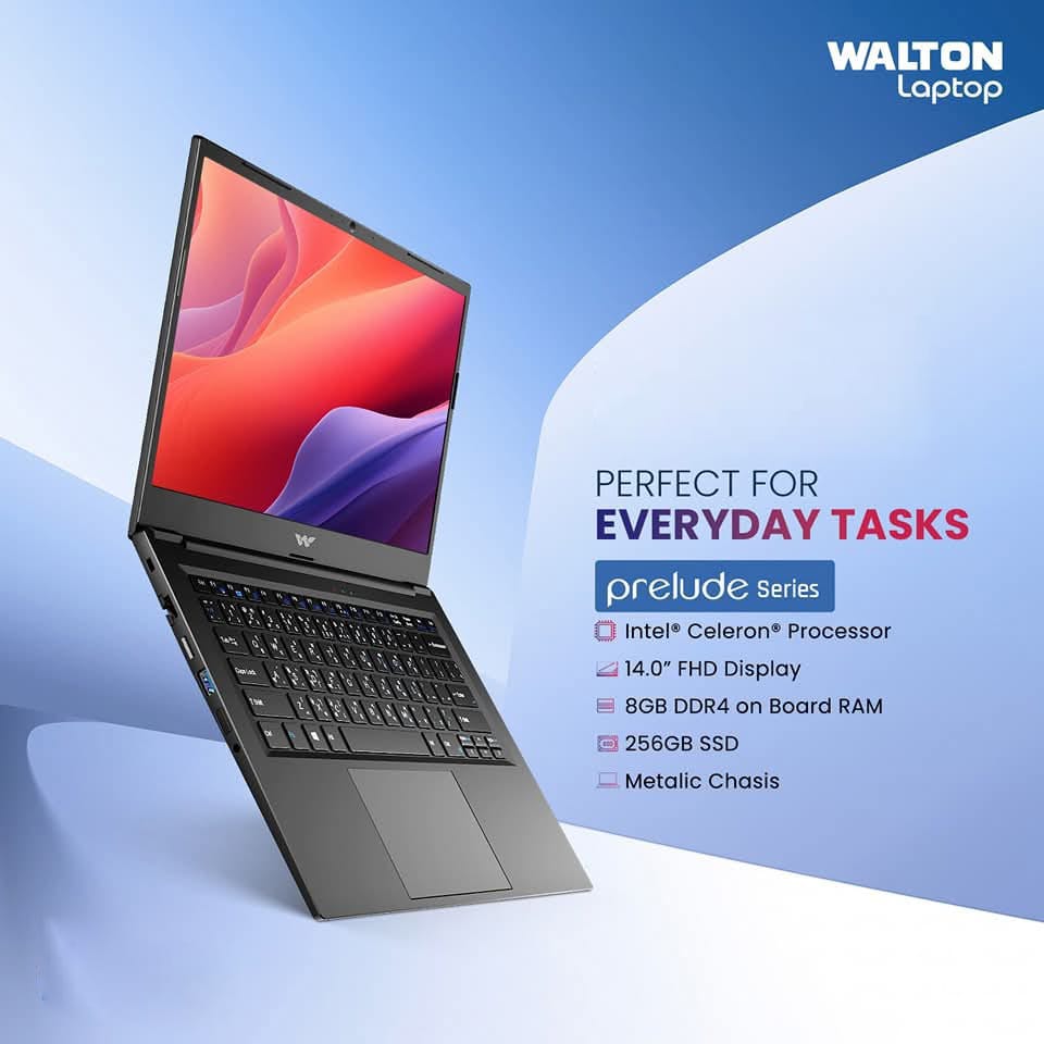 Walton Prelude N41 Pro 8GB RAM 256GB SSD Intel Gemini Lake Quad-Core Processor 14 INCH FHD DISPLAY LAPTOP