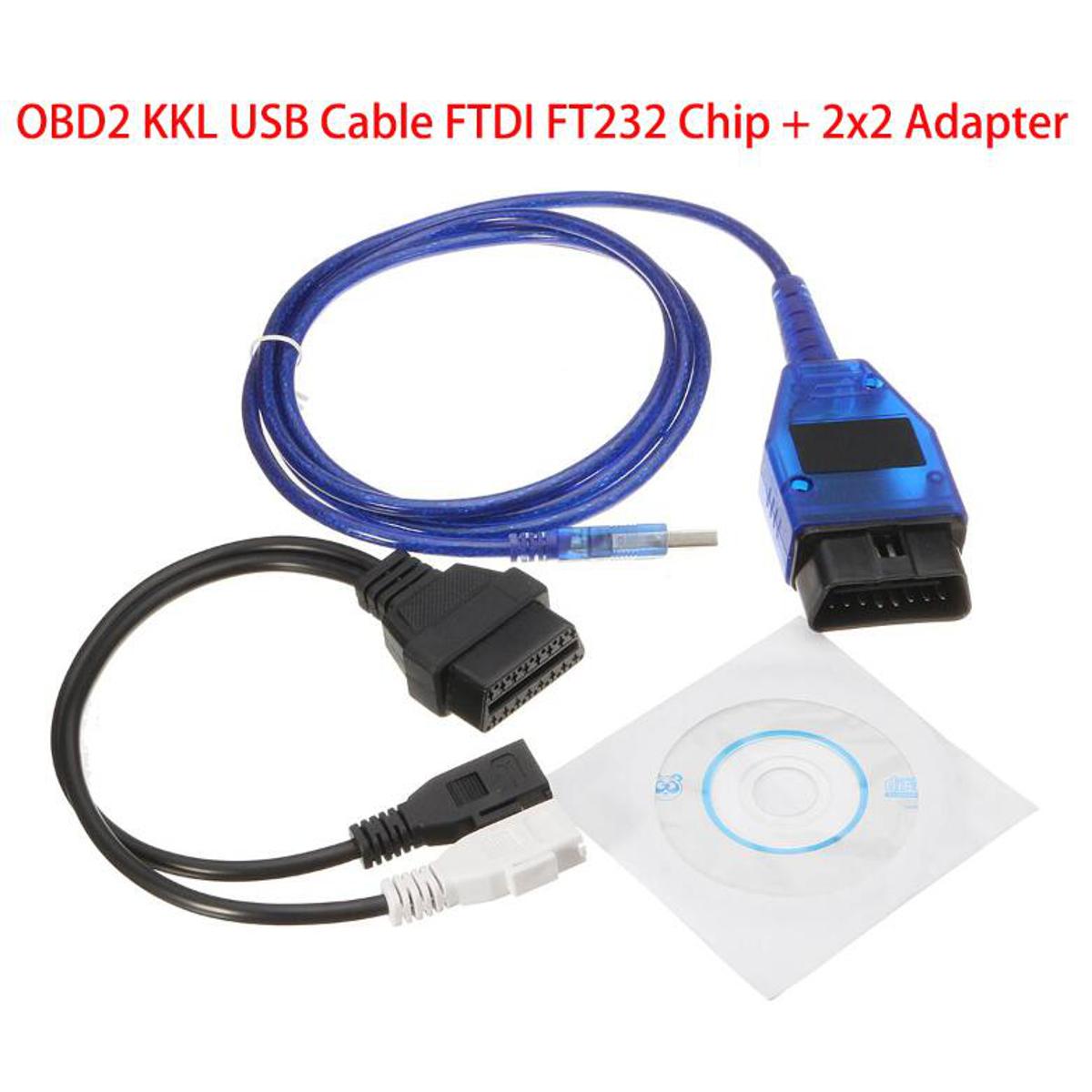 2021 For VAG USB COM Cable kkl Vag kkl 4091 FTDI Chip Interface+ 2x2 Adapter Cable OBD2 USB Cable Scanner For VAG Series vehicel