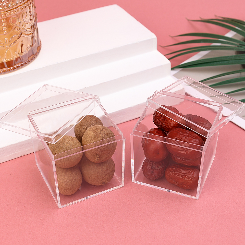1/3/5pcs Clear Acrylic Candy Box Transparent Plastic Square Cube Box Chocolate Packaging Storage Containers Display Box. 